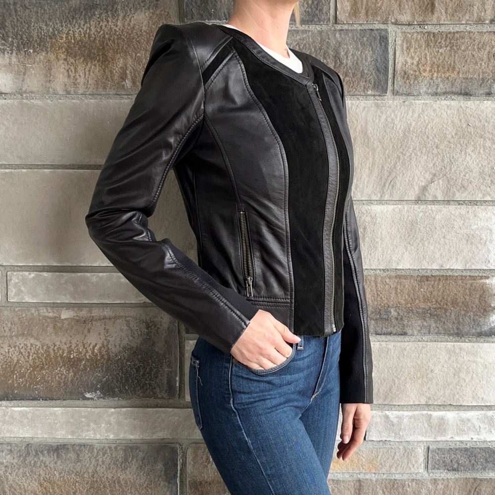 Halogen suede and leather black jacket xsmall